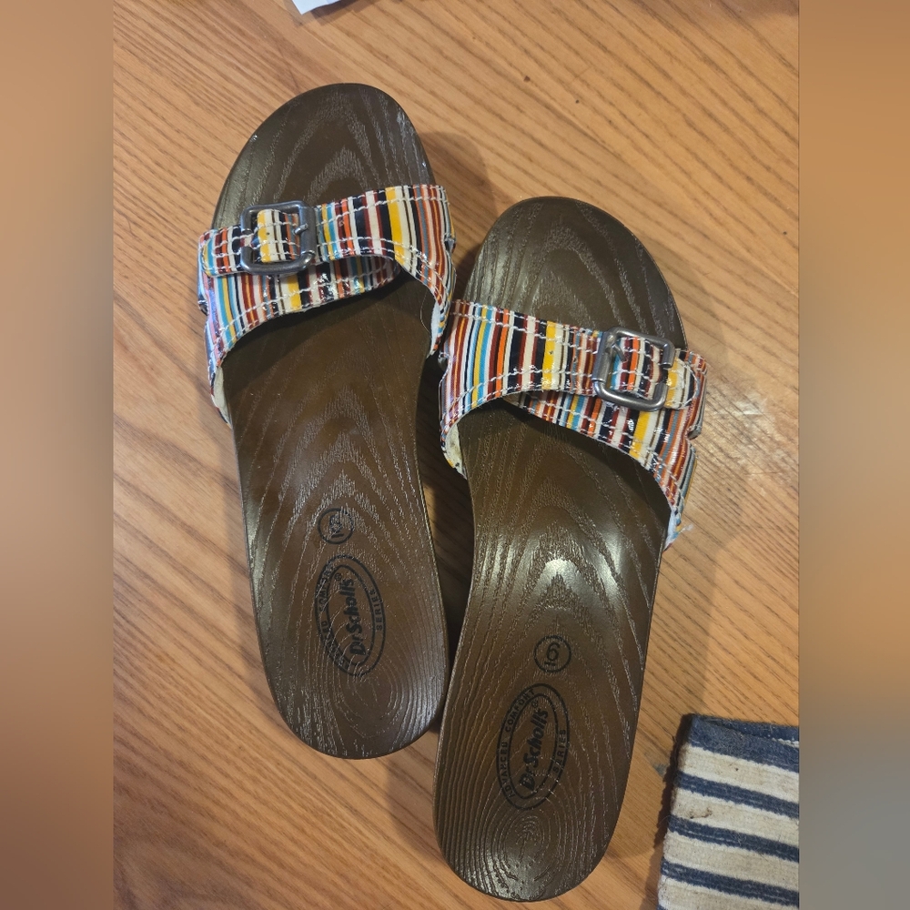 Dr. Scholl’s Striped Comfort Series Retro Sandals Woman’s Sz 6